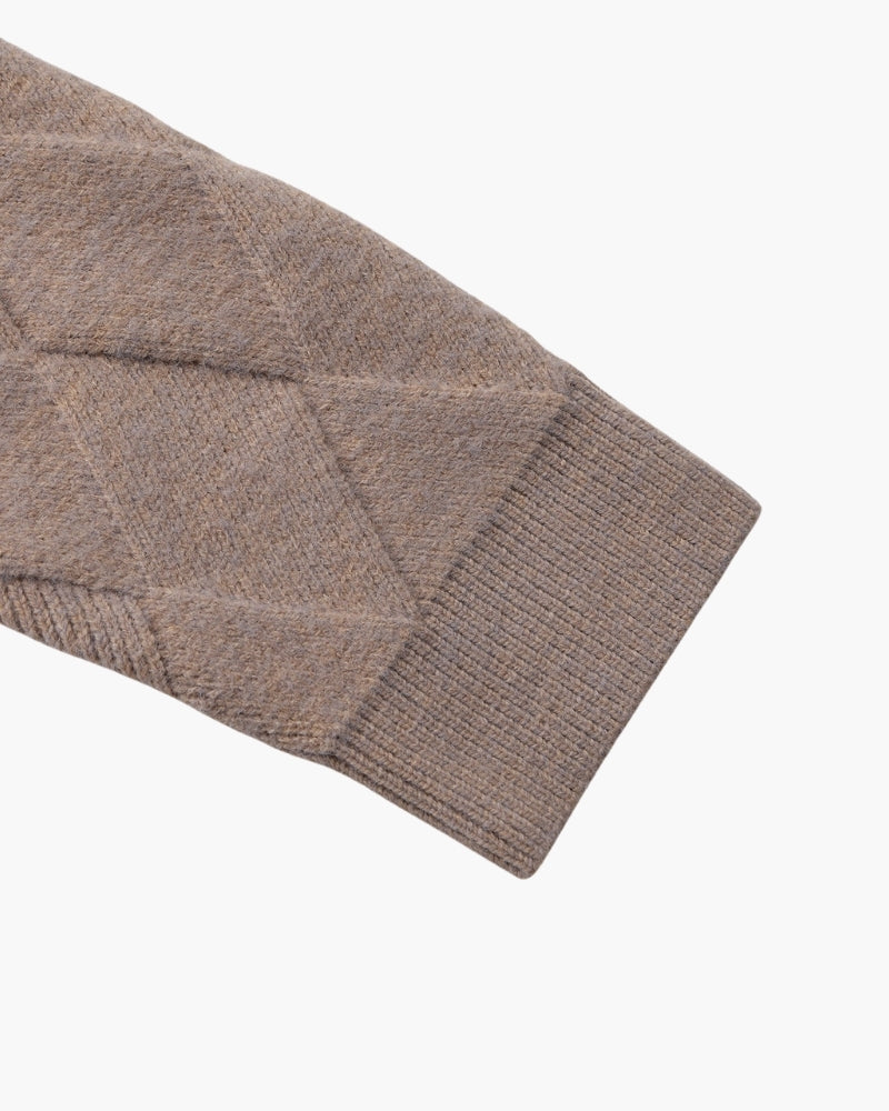 Heritage Diamond Knit Zip Cardigan - Iron & Oak