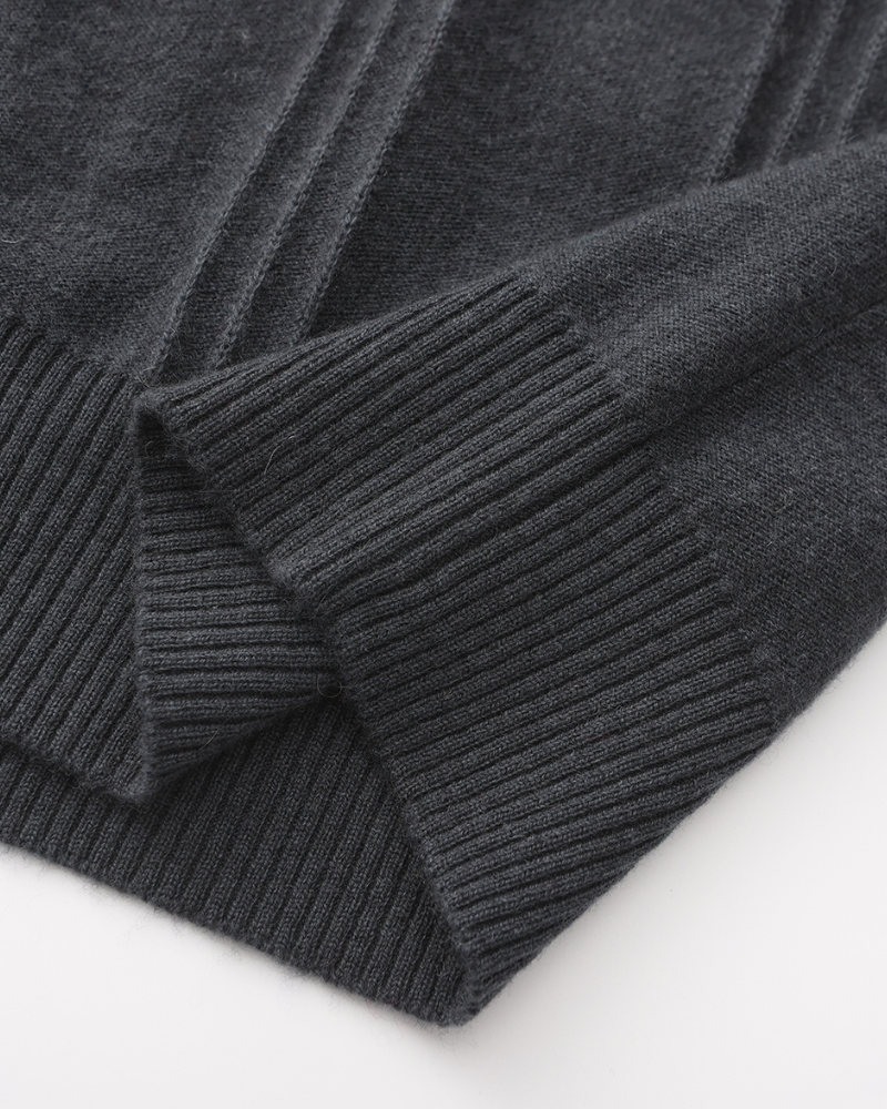 100% Cashmere Ribbed Half Zip - Iron & Oak