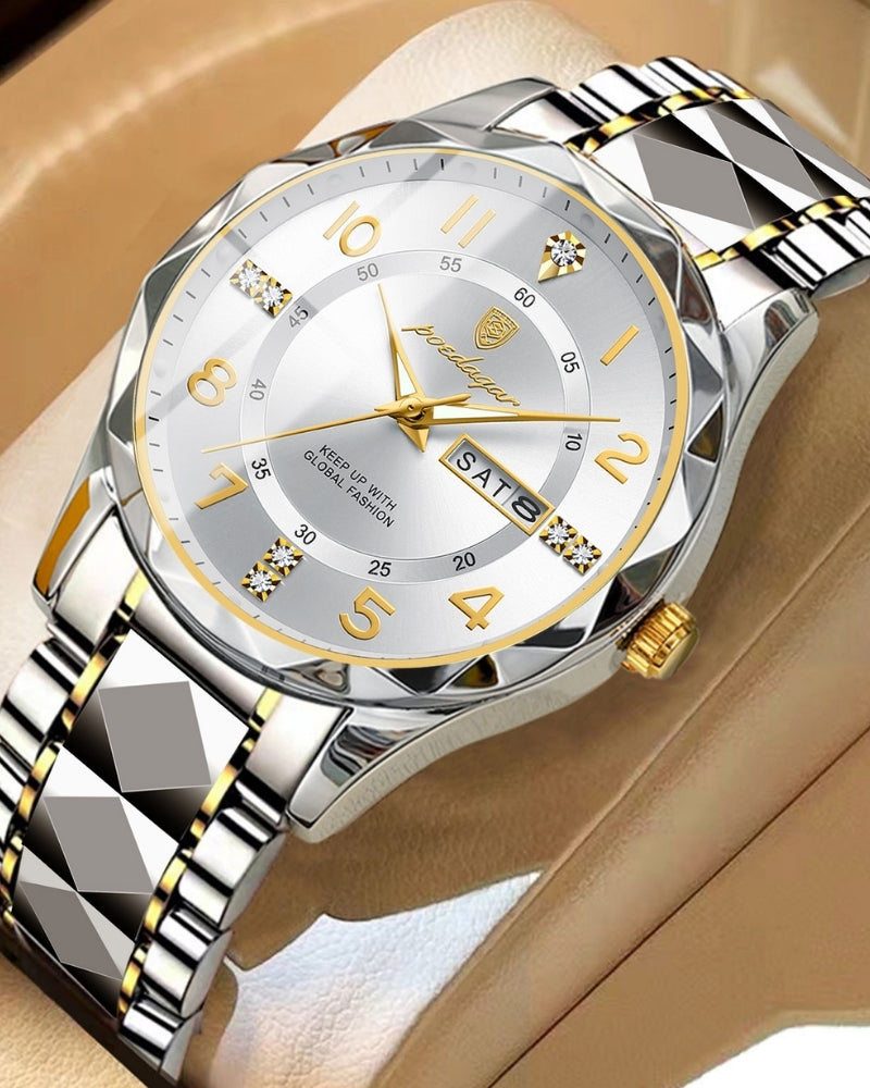 Classic Two-Tone Steel Watch - Iron & Oak