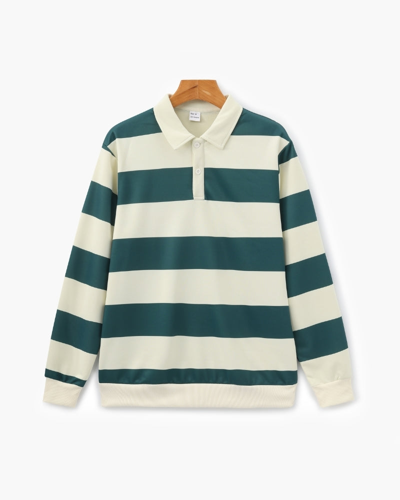 Vintage Stripe Rugby Polo - Iron & Oak