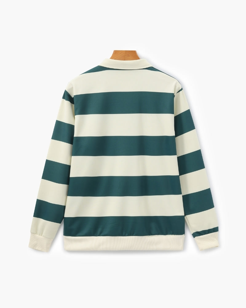 Vintage Stripe Rugby Polo - Iron & Oak