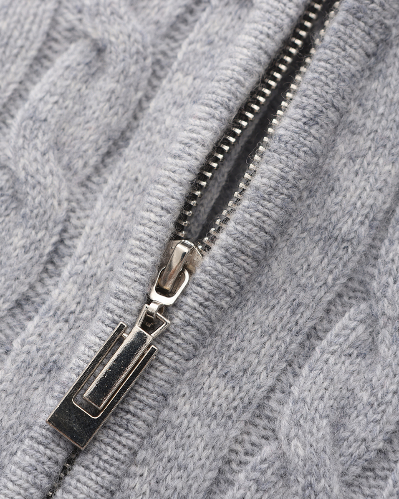 100% Cashmere Woven Half Zip - Iron & Oak