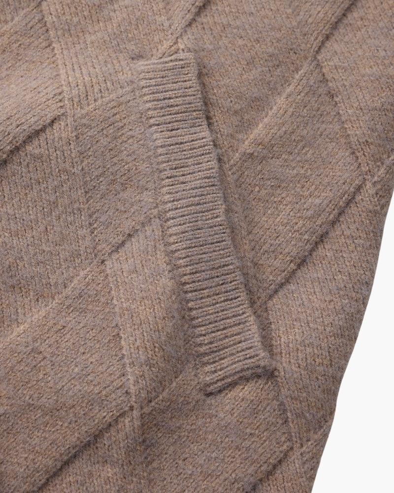 Heritage Diamond Knit Zip Cardigan - Iron & Oak
