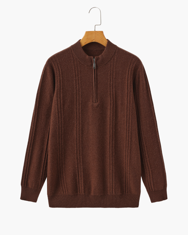 100% Cashmere Ribbed Half Zip - Iron & Oak