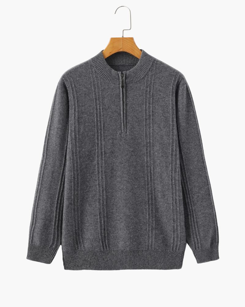 100% Cashmere Ribbed Half Zip - Iron & Oak