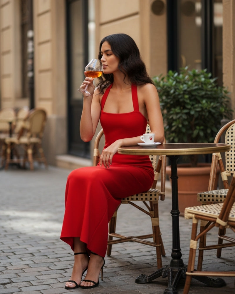 Halter Neck Slim Fit Maxi Dress - Iron & Oak