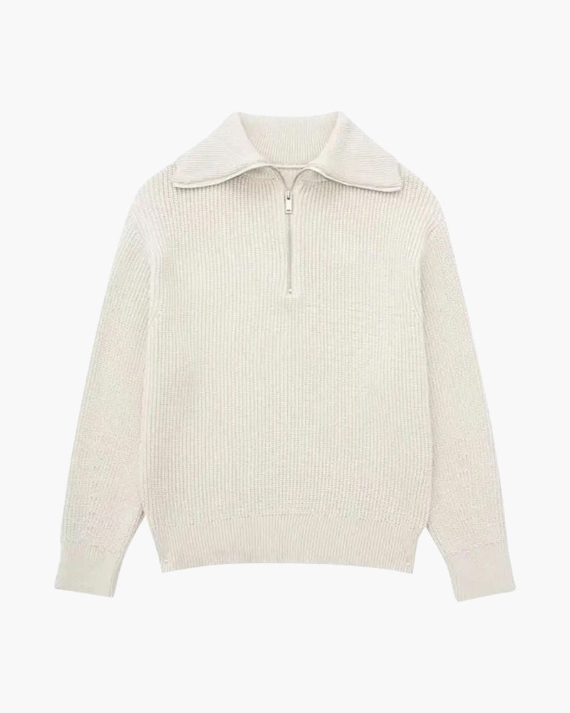 Striped Zip Up Sweater - Iron & Oak