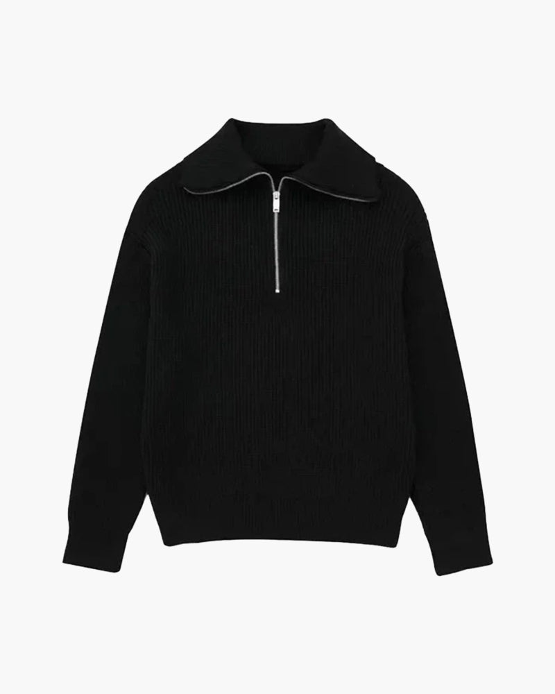 Striped Zip Up Sweater - Iron & Oak