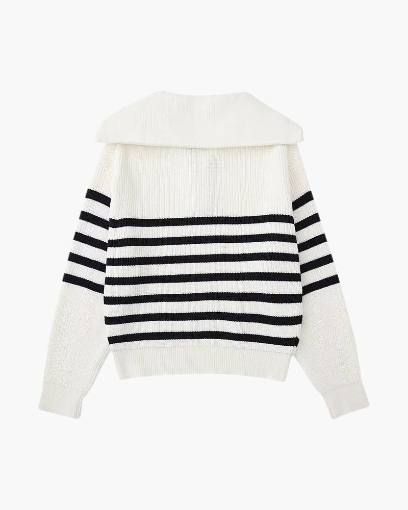 Striped Zip Up Sweater - Iron & Oak