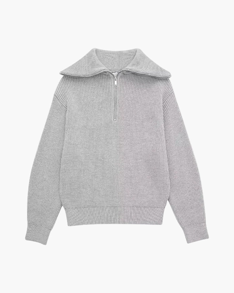 Striped Zip Up Sweater - Iron & Oak
