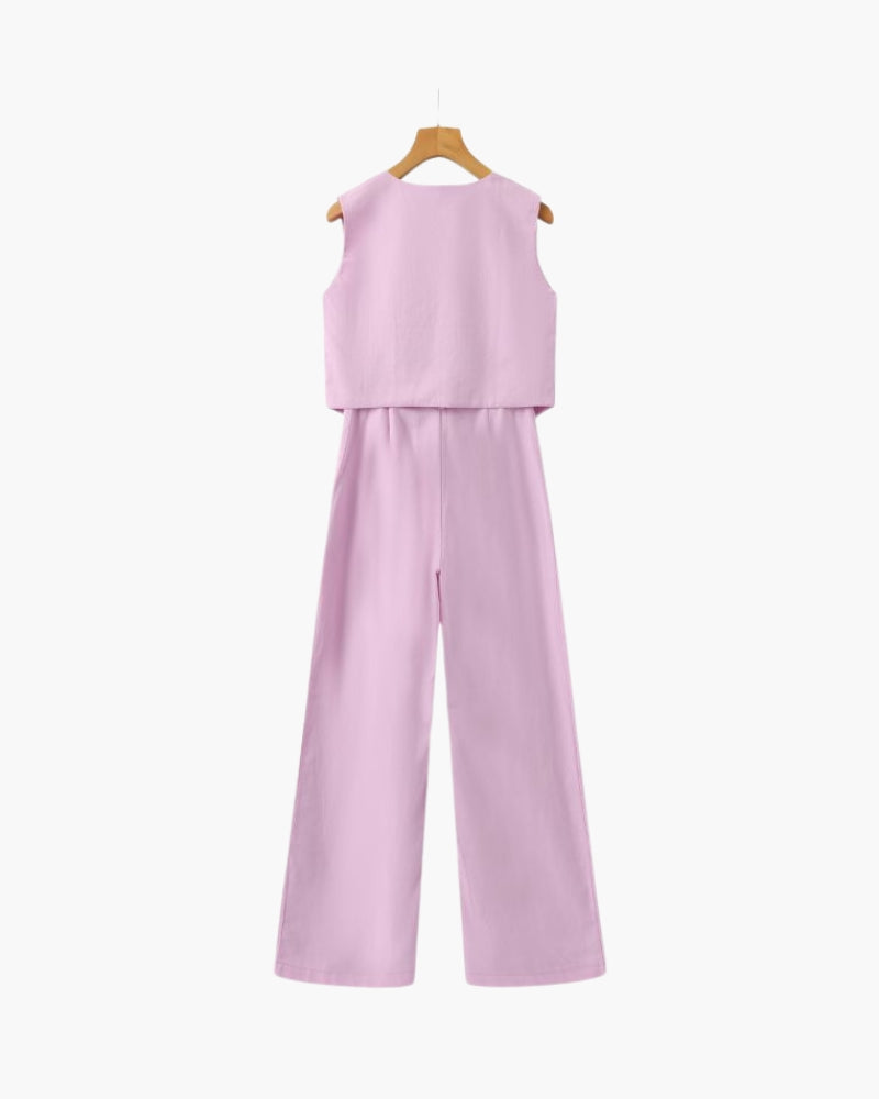 Classy Lady - Linen Two-piece Set - Iron & Oak