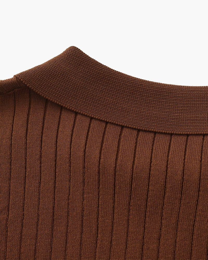 Premium Ribbed Polo - Iron & Oak