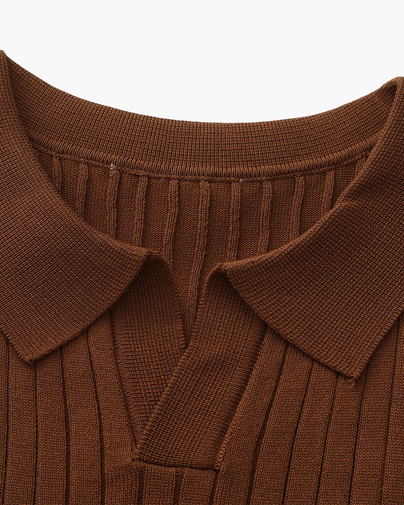 Premium Ribbed Polo - Iron & Oak