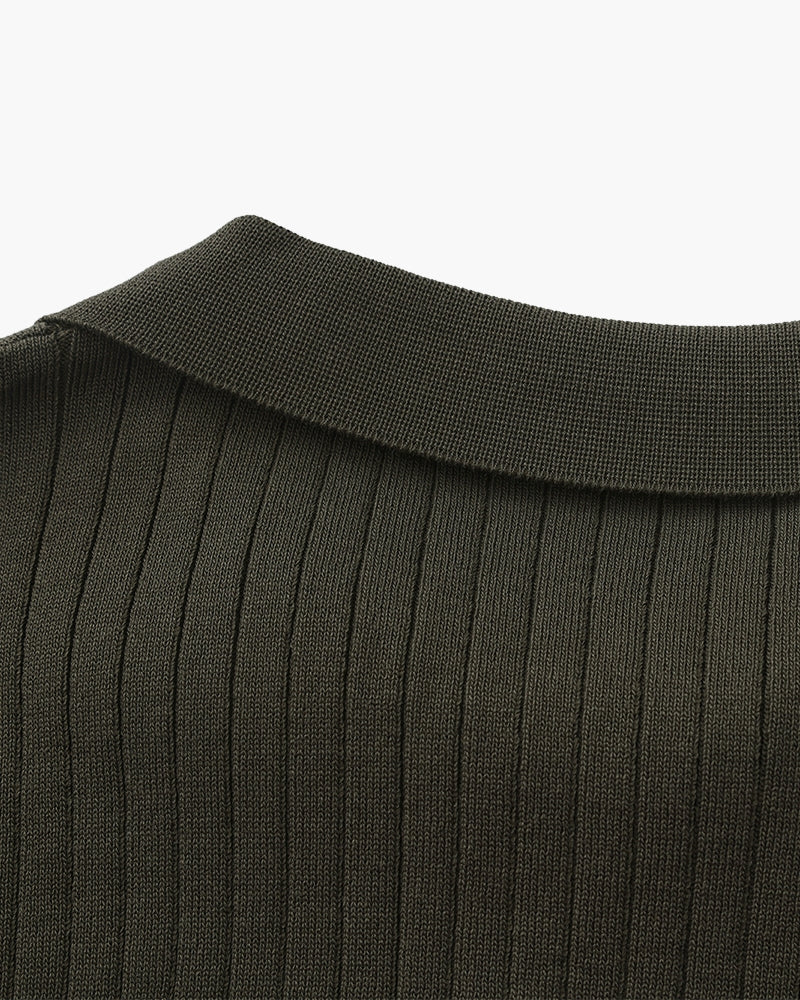 Premium Ribbed Polo - Iron & Oak