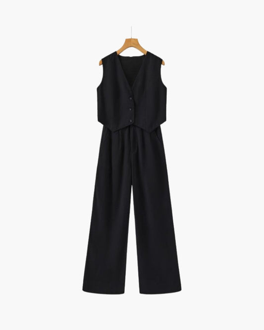 Classy Lady - Linen Two-piece Set - Iron & Oak