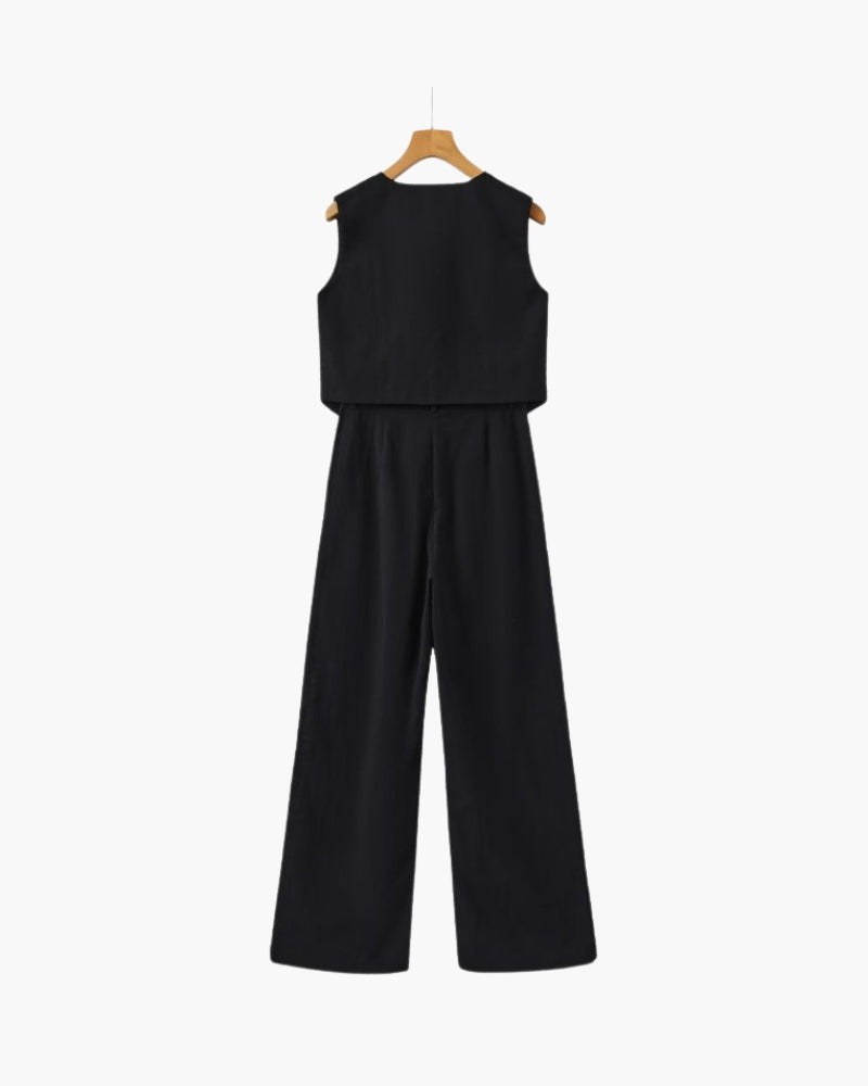 Classy Lady - Linen Two-piece Set - Iron & Oak