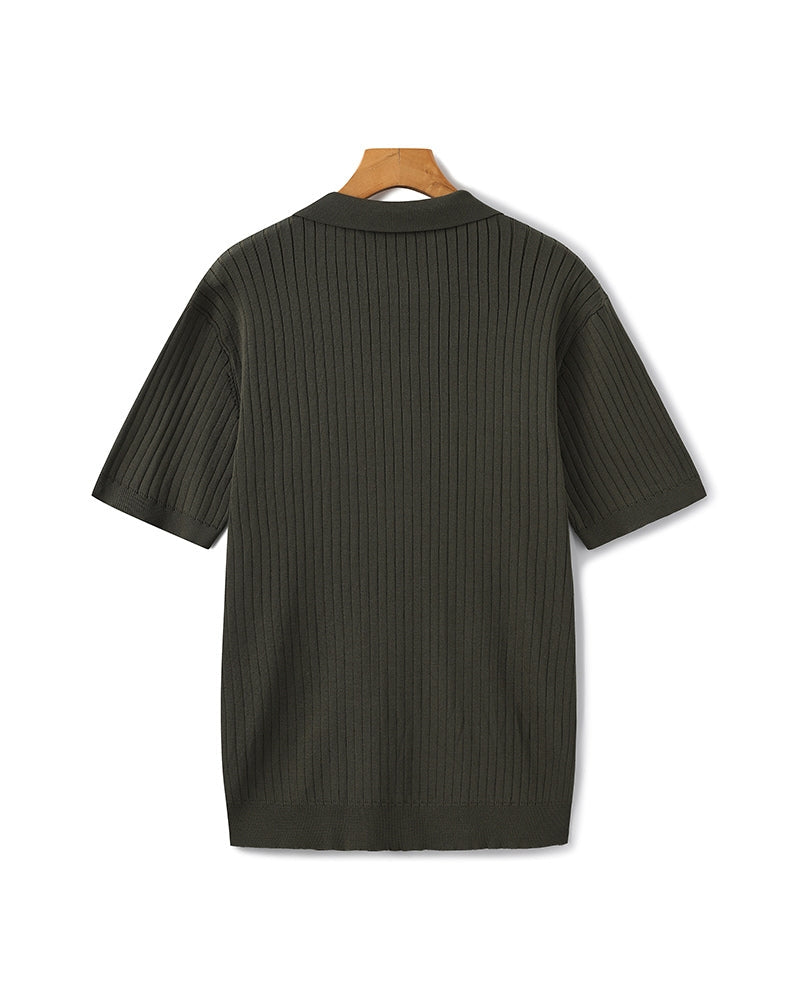 Premium Ribbed Polo - Iron & Oak