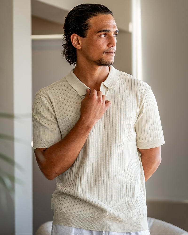 Premium Ribbed Polo - Iron & Oak