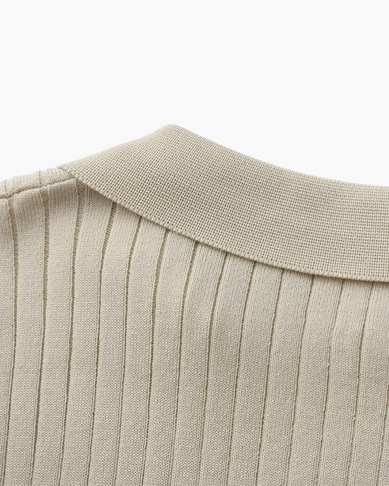 Premium Ribbed Polo - Iron & Oak