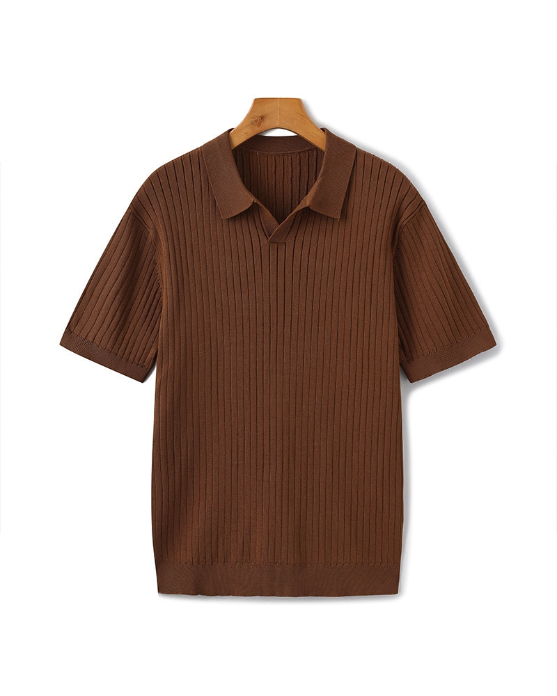 Premium Ribbed Polo - Iron & Oak