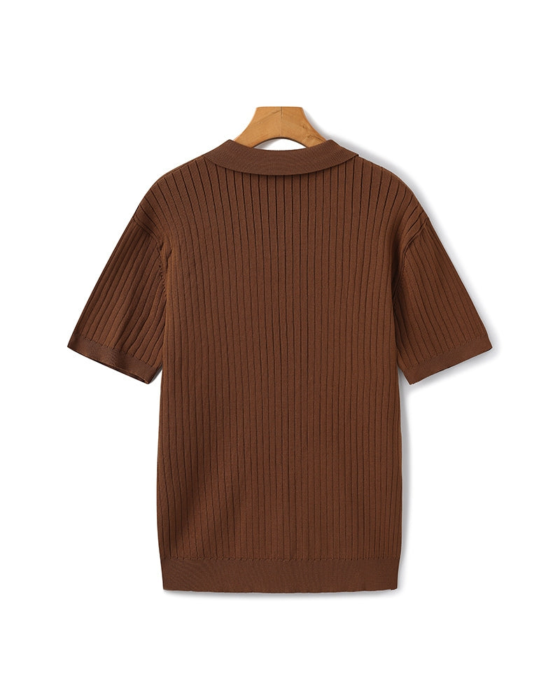 Premium Ribbed Polo - Iron & Oak