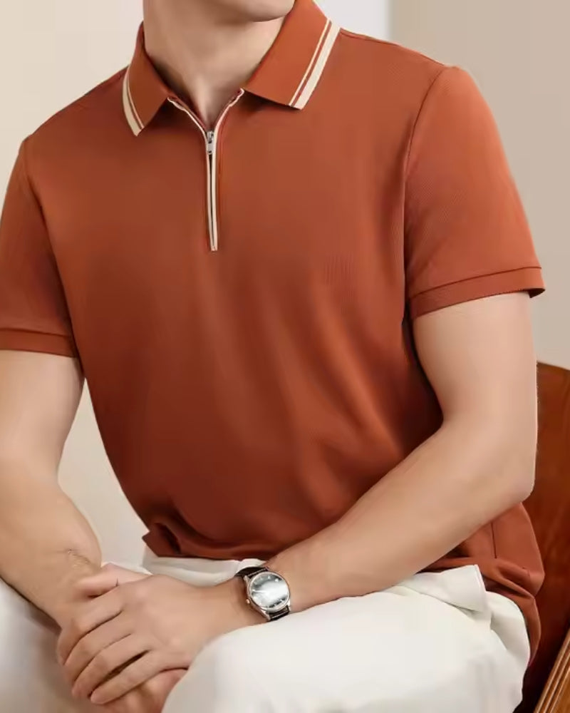 Ridgeway Zip Polo - Iron & Oak