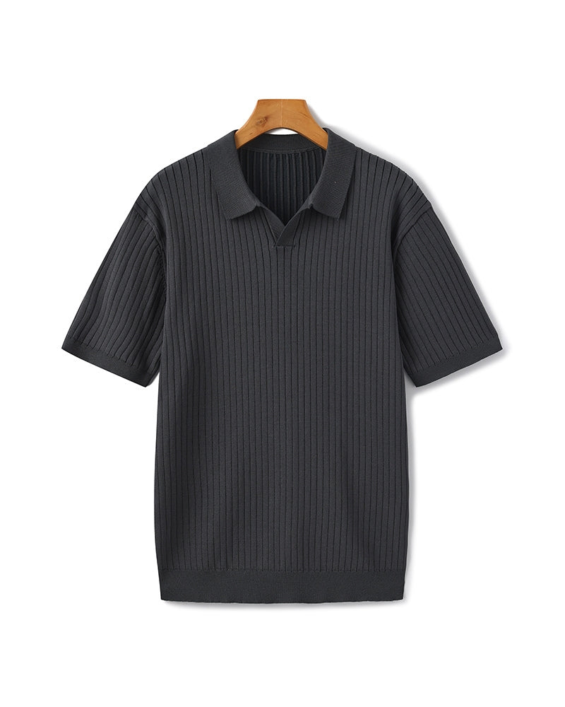 Premium Ribbed Polo - Iron & Oak