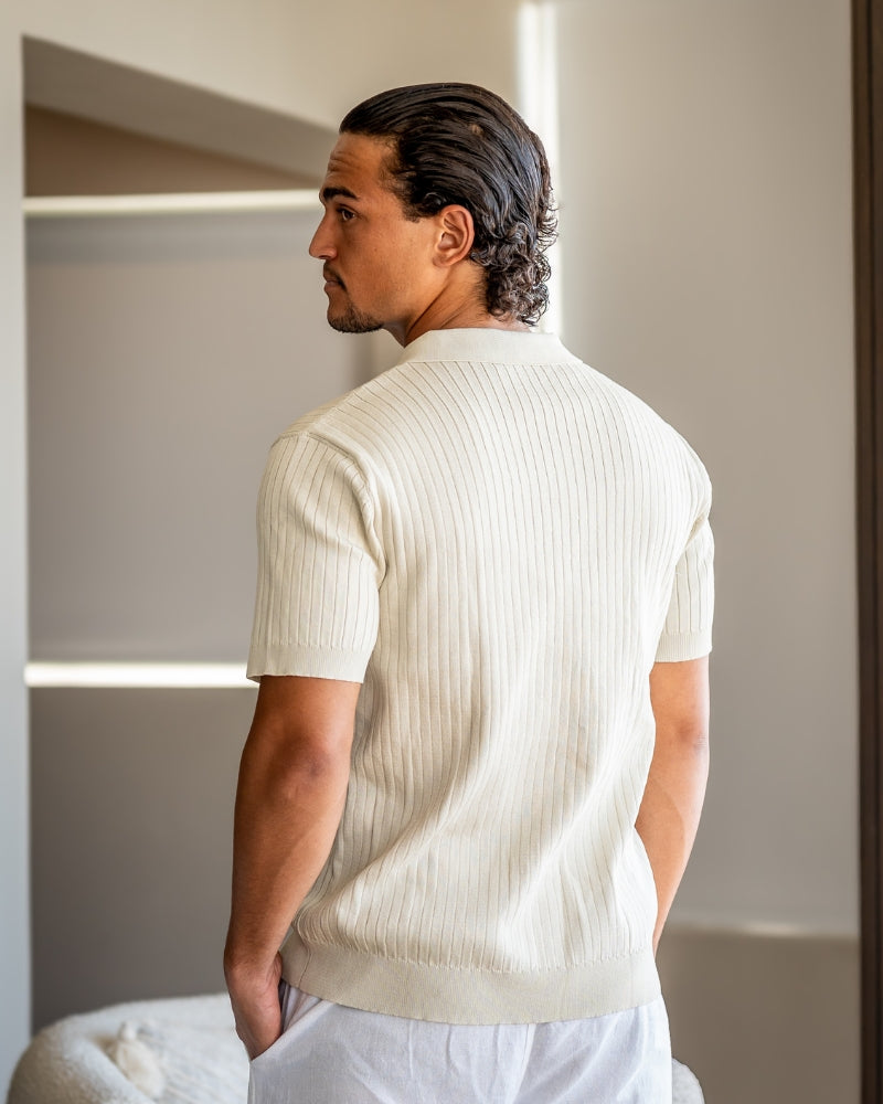 Premium Ribbed Polo - Iron & Oak