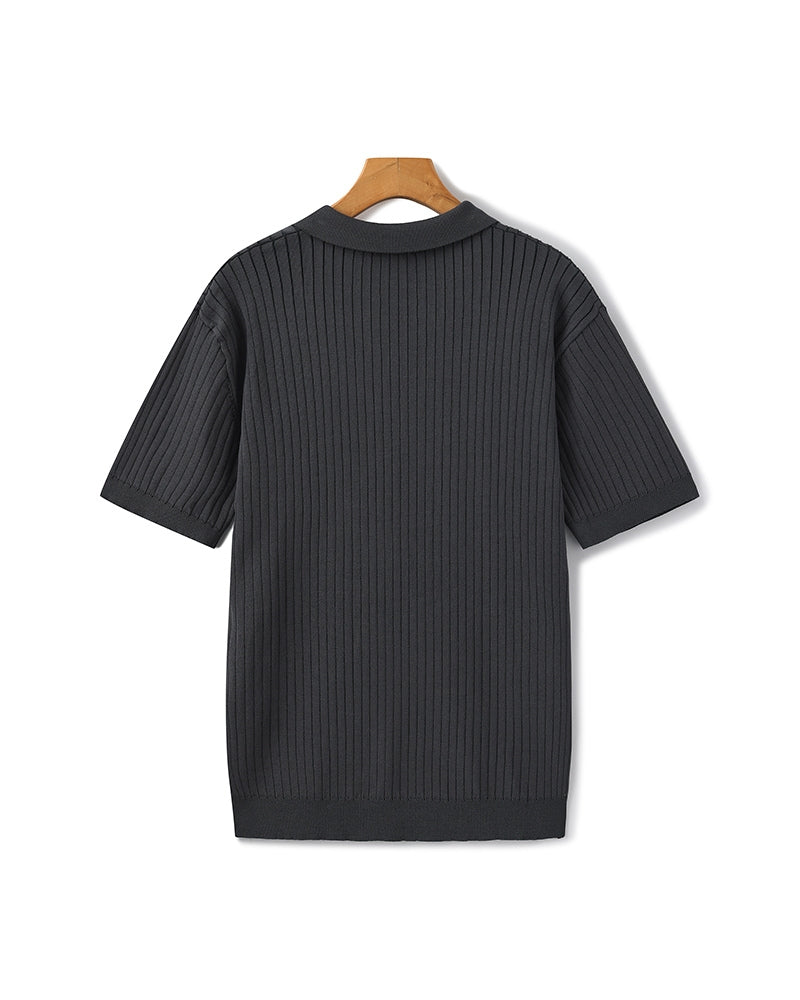 Premium Ribbed Polo - Iron & Oak