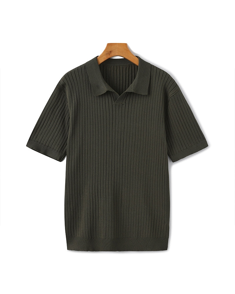Premium Ribbed Polo - Iron & Oak