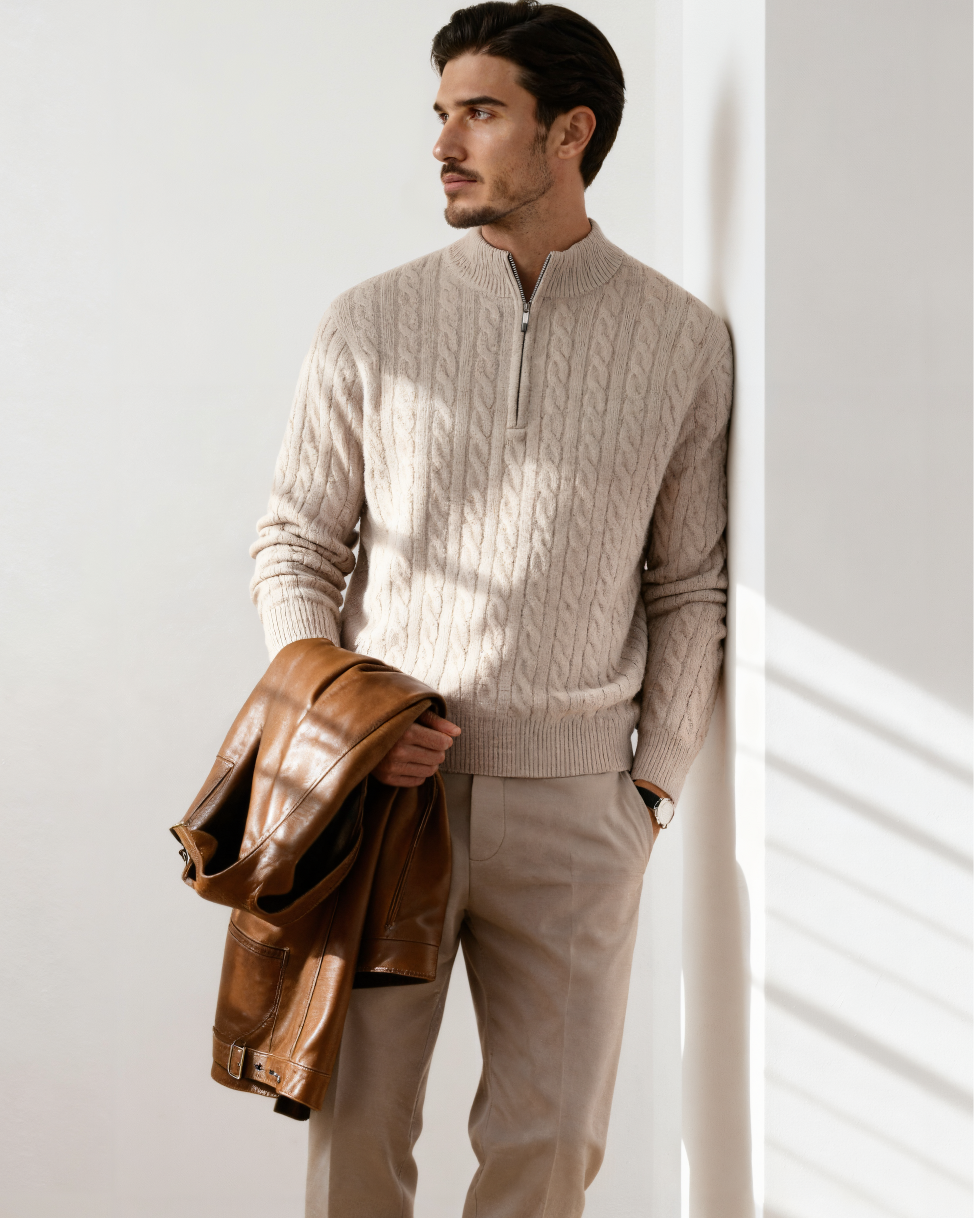 100% Cashmere Woven Half Zip - Iron & Oak