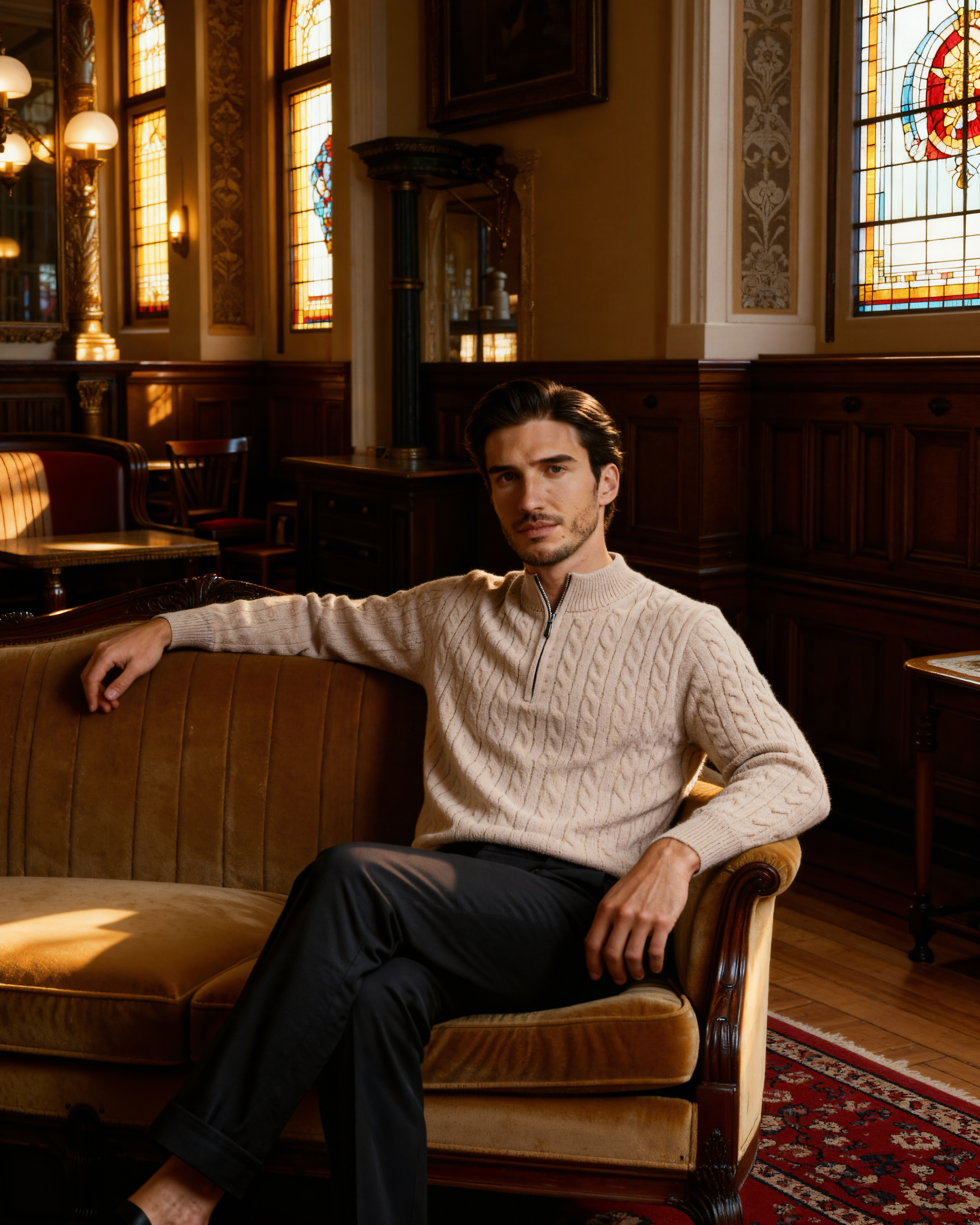 100% Cashmere Woven Half Zip - Iron & Oak