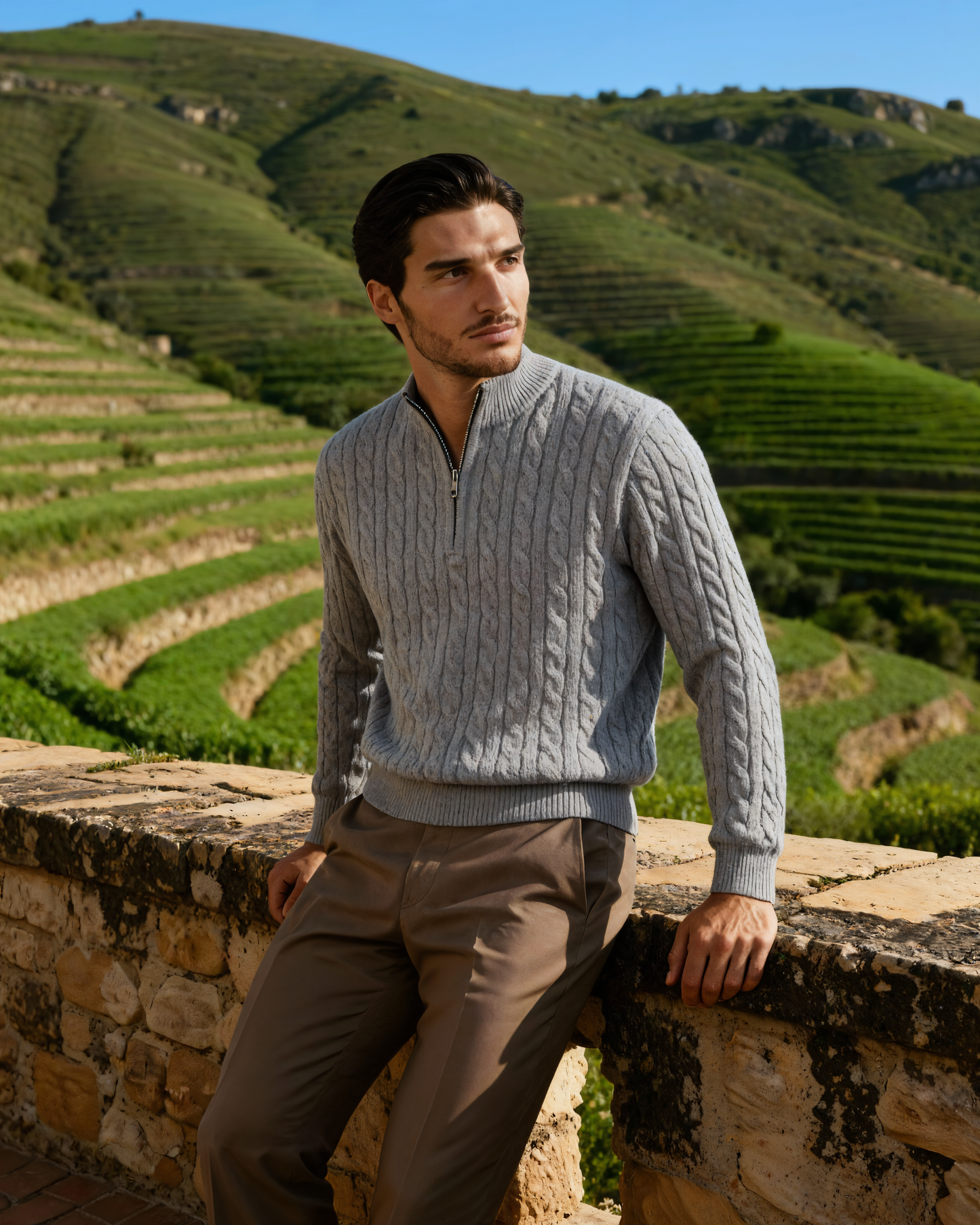 100% Cashmere Woven Half Zip - Iron & Oak