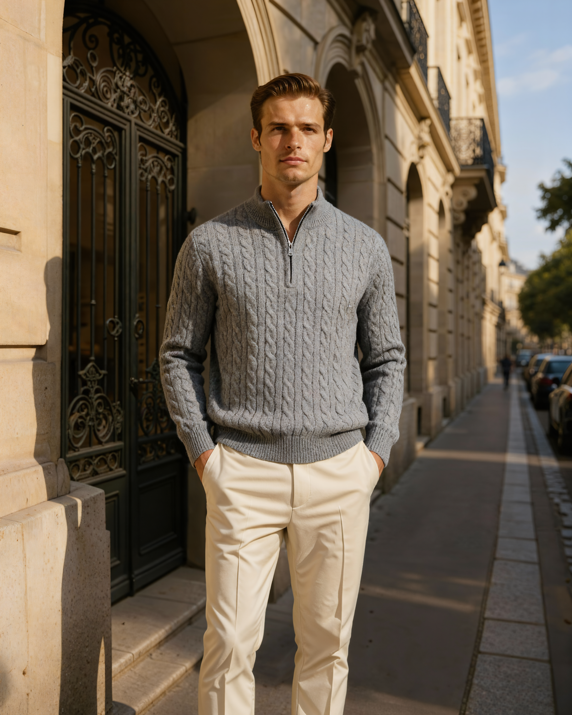 100% Cashmere Woven Half Zip - Iron & Oak
