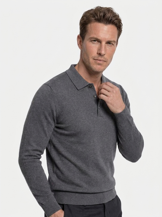 Wool Knit Button Up Polo Pullover - Iron & Oak