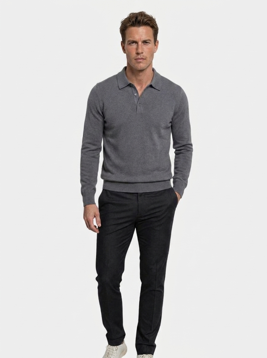 Wool Knit Button Up Polo Pullover - Iron & Oak