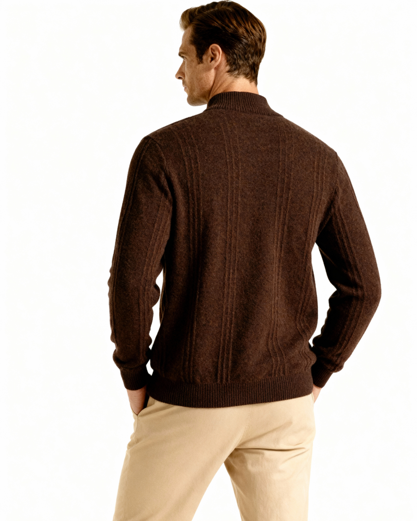 100% Cashmere Ribbed Half Zip - Iron & Oak