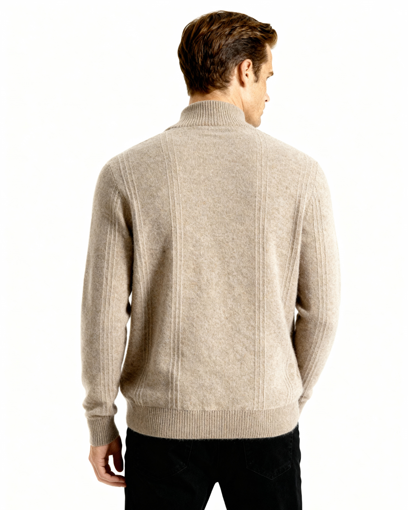 100% Cashmere Ribbed Half Zip - Iron & Oak