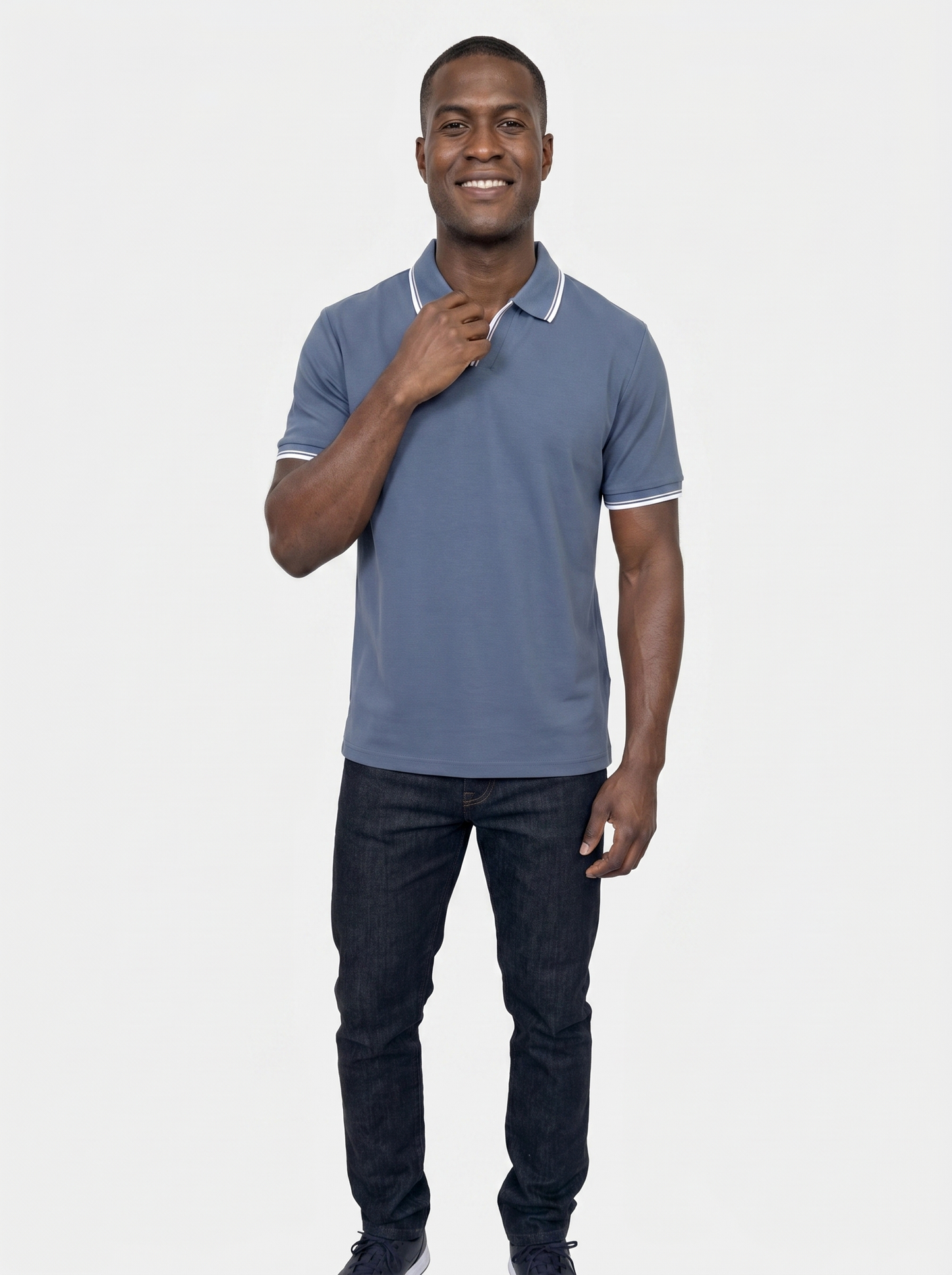 Timeless Black V-Neck Polo - Iron & Oak