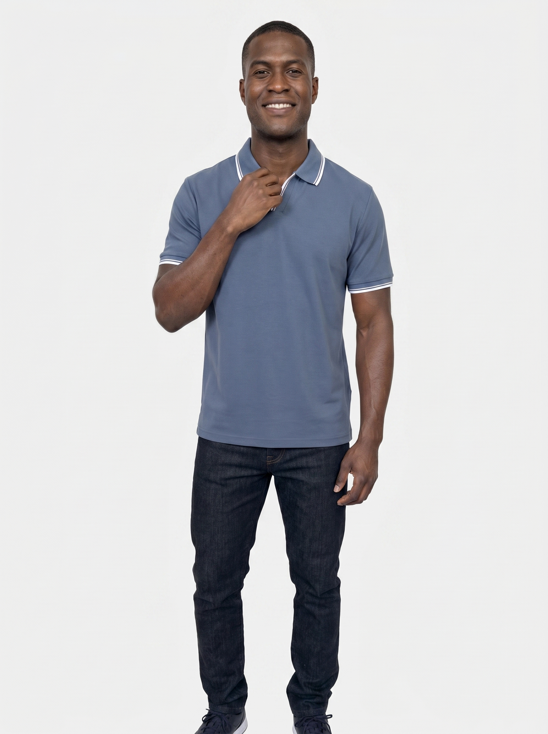 Timeless Black V-Neck Polo - Iron & Oak