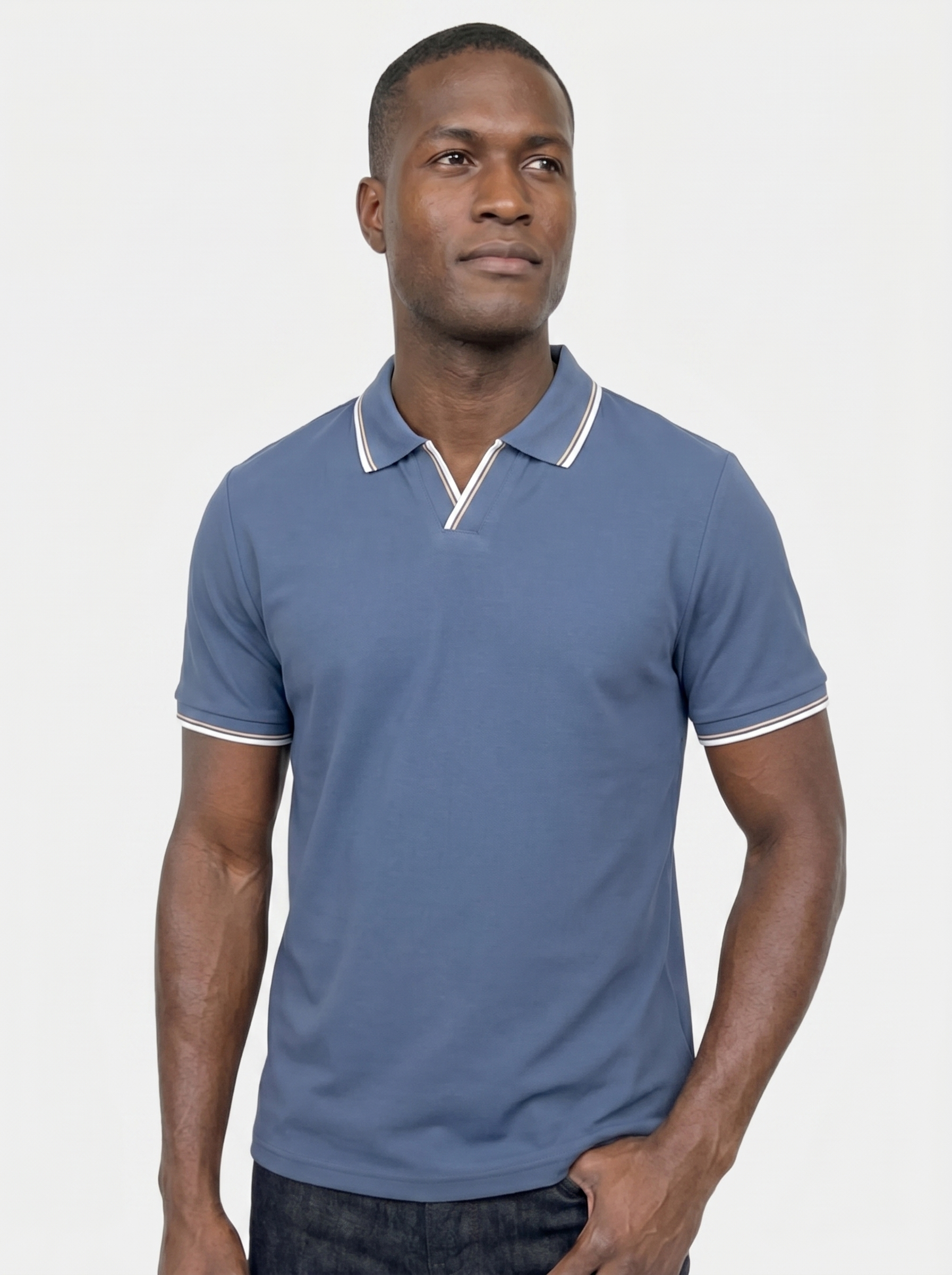 Timeless Black V-Neck Polo - Iron & Oak
