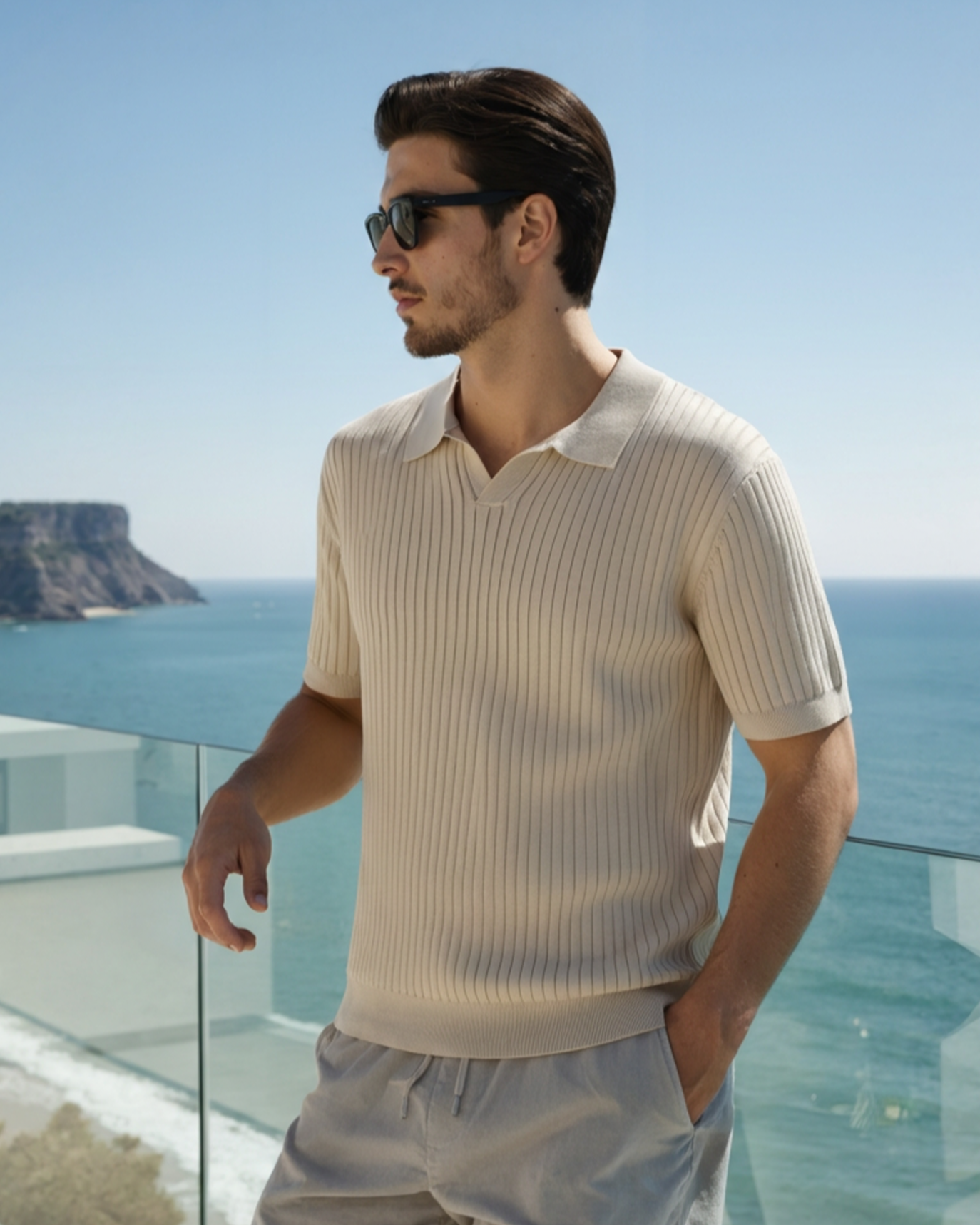 Premium Ribbed Polo - Iron & Oak
