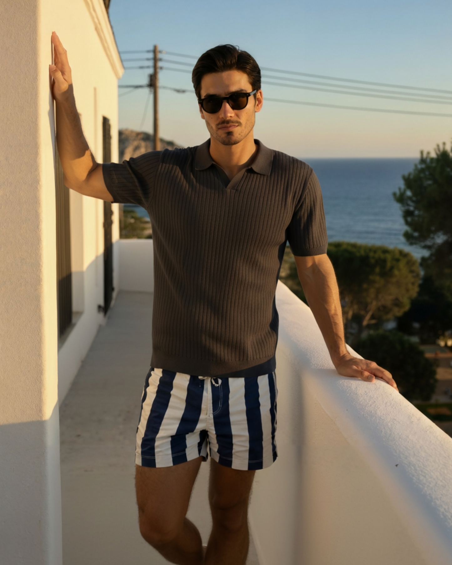 Premium Ribbed Polo - Iron & Oak