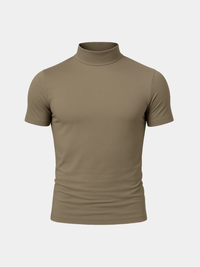 Solid Casual Turtle Neck T-Shirt - Iron & Oak