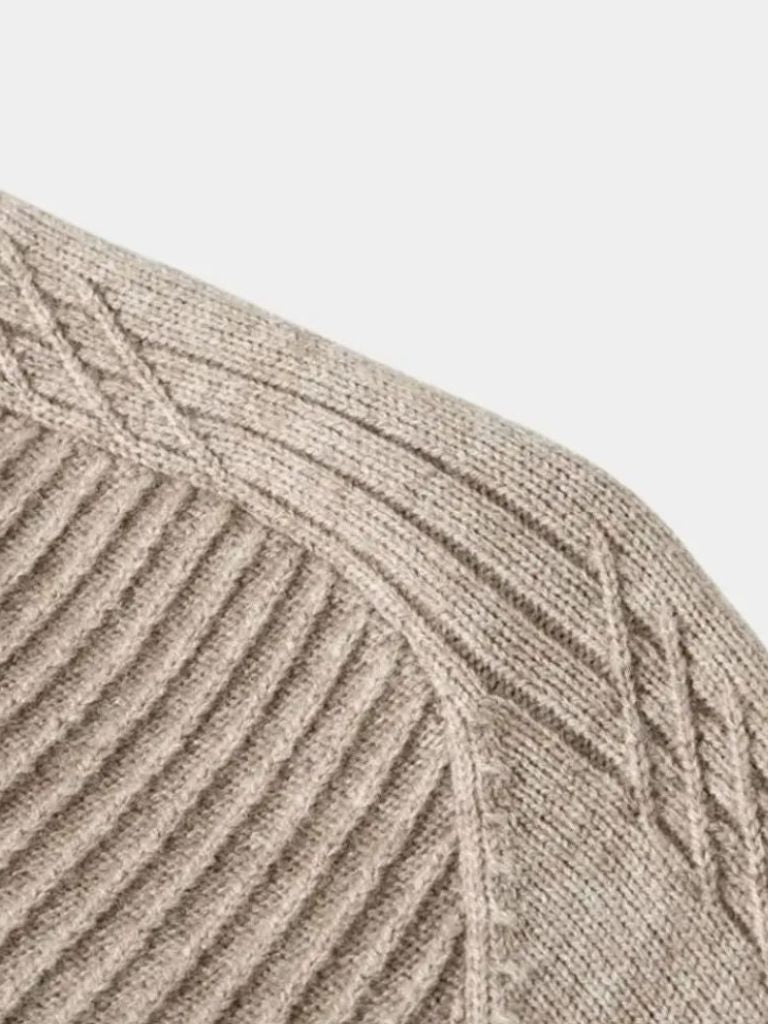Stripe Quarter Zip Wool Sweater - Iron & Oak