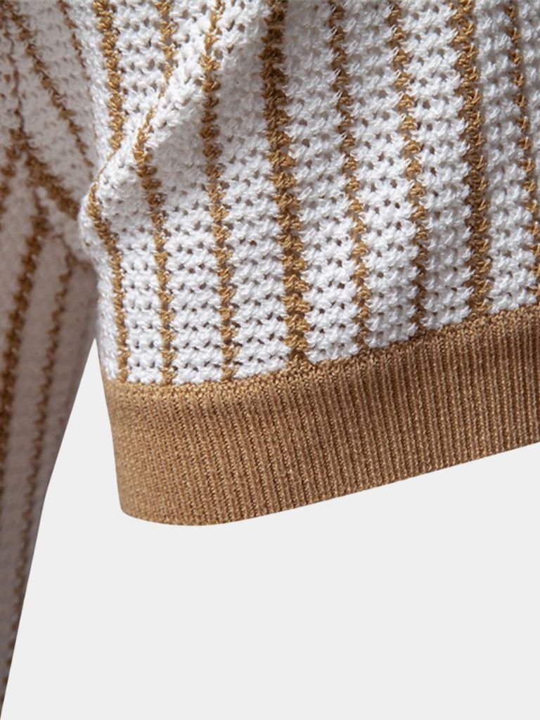 Striped Knit Polo Shirt - Iron & Oak