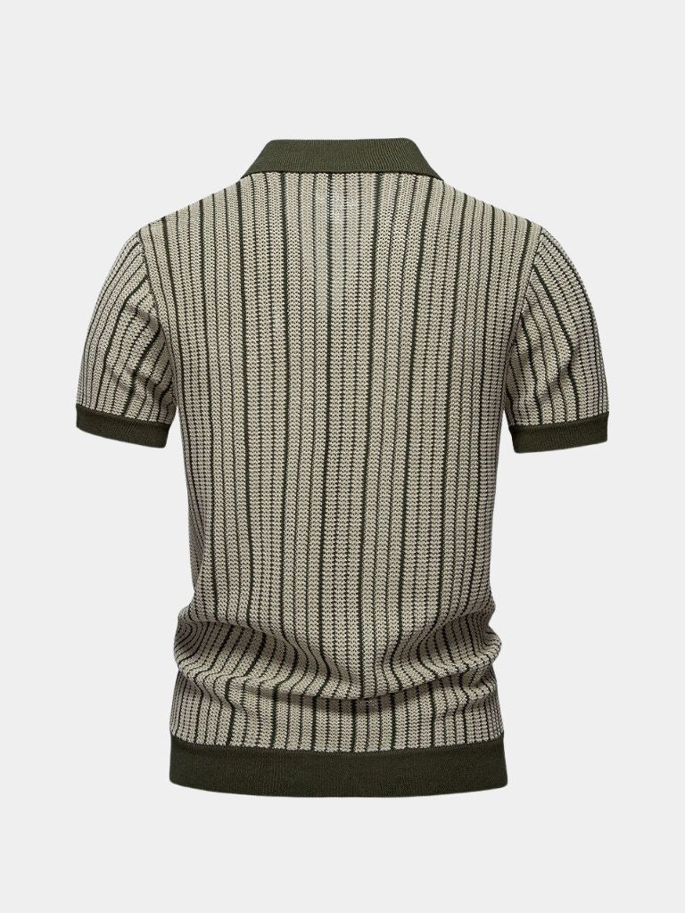 Striped Knit Polo Shirt - Iron & Oak