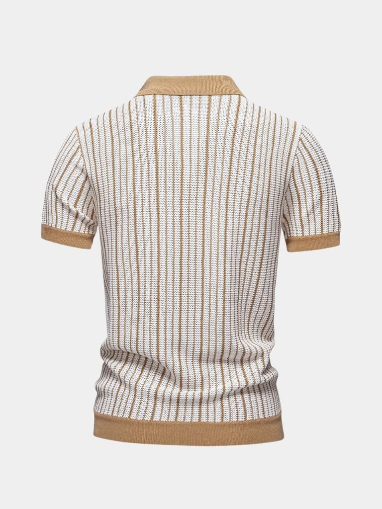 Striped Knit Polo Shirt - Iron & Oak