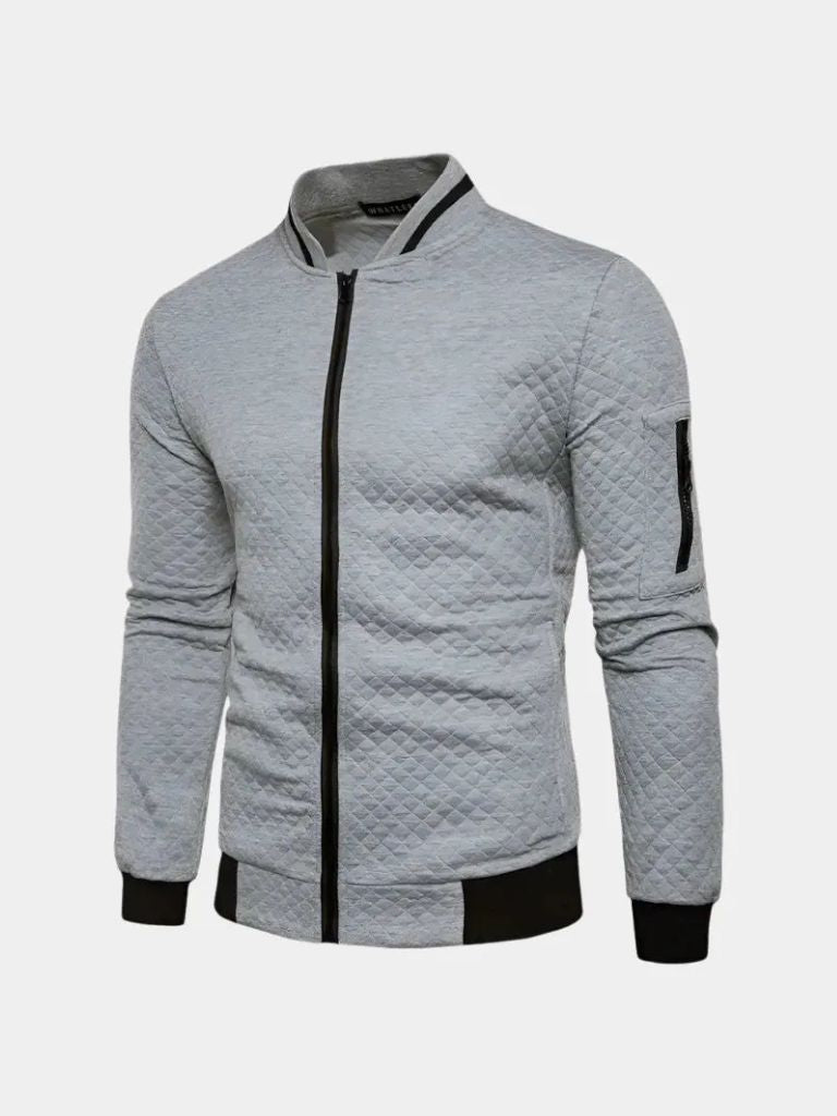 Textured Casual Bomber Jacket - Iron & Oak