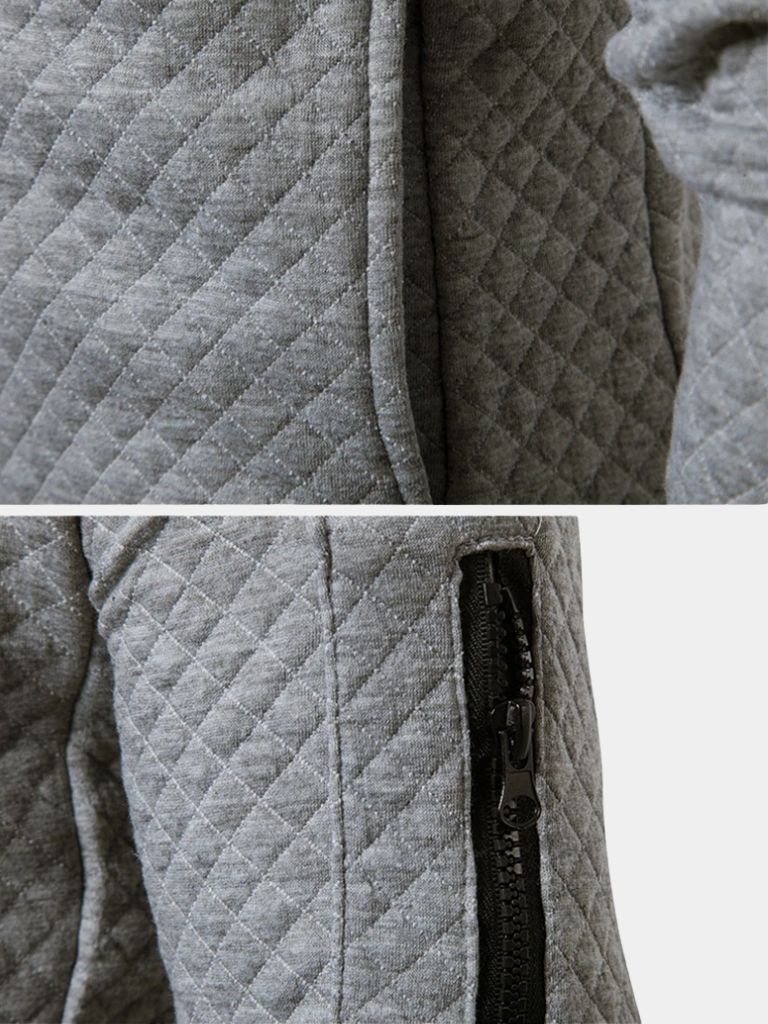 Textured Casual Bomber Jacket - Iron & Oak